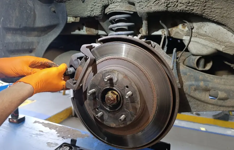 Brake disc replacement in the LNC Motors workshop